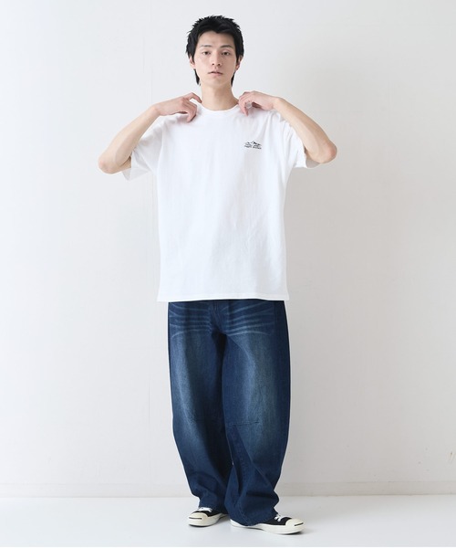 ragged mountain(ラギットマウンテン)の「【RAGGED MOUNTAIN:ラギットマウンテン】バックプリントTシャツ 半袖 オーバーサイズ(Tシャツ/カットソー・メンズ・ホワイト/ブラック/グレイッシュブルー/パープル/ベージュ/ネイビー/ブラウン・MEDIUM/LARGE/X-LARGE)」の9枚目の写真