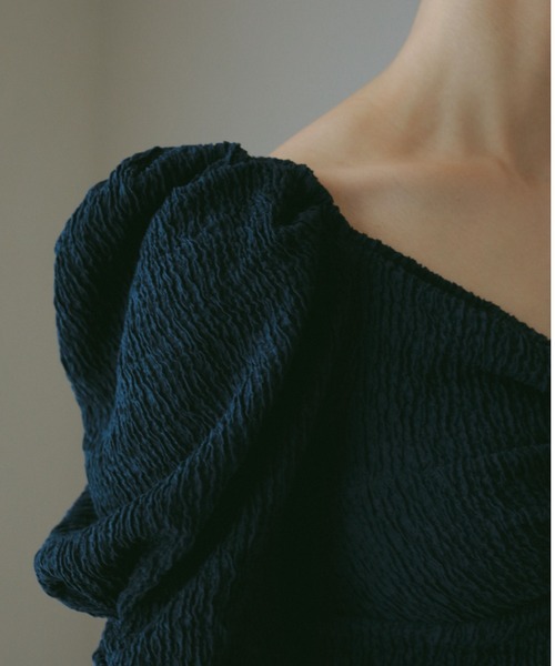 CASA FLINE カップ付アップサイクルギャザートップス　ブラック カップ付アップサイクルギャザートップス – CASA FLINE