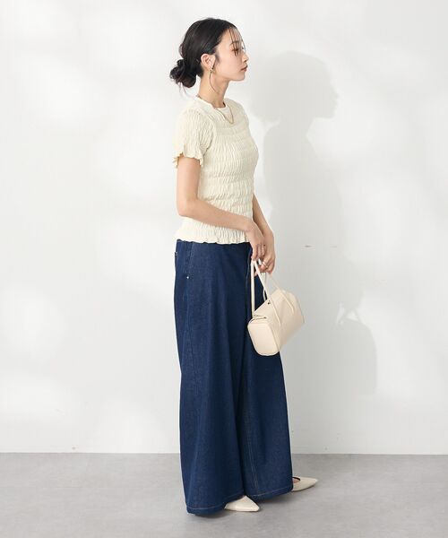 CRAFT STANDARD BOUTIQUE（クラフトスタンダードブティック）の「シャーリングTシャツ（Tシャツ/カットソー・レディース・アイボリー/ブラック/ブラウン・FREE）」の9枚目の写真