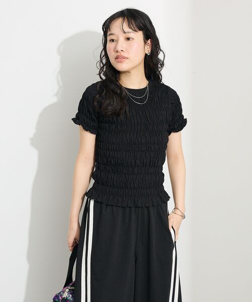 CRAFT STANDARD BOUTIQUE（クラフトスタンダードブティック）の「シャーリングTシャツ（Tシャツ/カットソー・レディース・アイボリー/ブラック/ブラウン・FREE）」の12枚目の写真