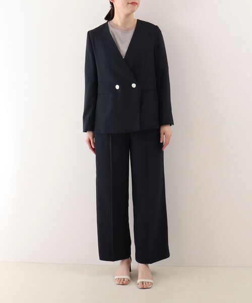 NOLLEY'S LIGHT（ノーリーズライト）の「《セットアップ対応》UVカットライトツイル ノーカラージャケット（ノーカラージャケット・レディース・ブラック/ベージュ/ネイビー・36/38）」の5枚目の写真