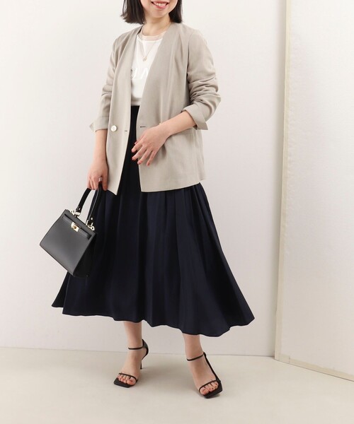 NOLLEY'S LIGHT（ノーリーズライト）の「《セットアップ対応》UVカットライトツイル ノーカラージャケット（ノーカラージャケット・レディース・ブラック/ベージュ/ネイビー・36/38）」の8枚目の写真