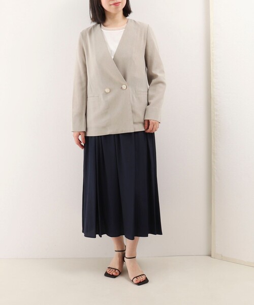 NOLLEY'S LIGHT（ノーリーズライト）の「《セットアップ対応》UVカットライトツイル ノーカラージャケット（ノーカラージャケット・レディース・ブラック/ベージュ/ネイビー・36/38）」の9枚目の写真