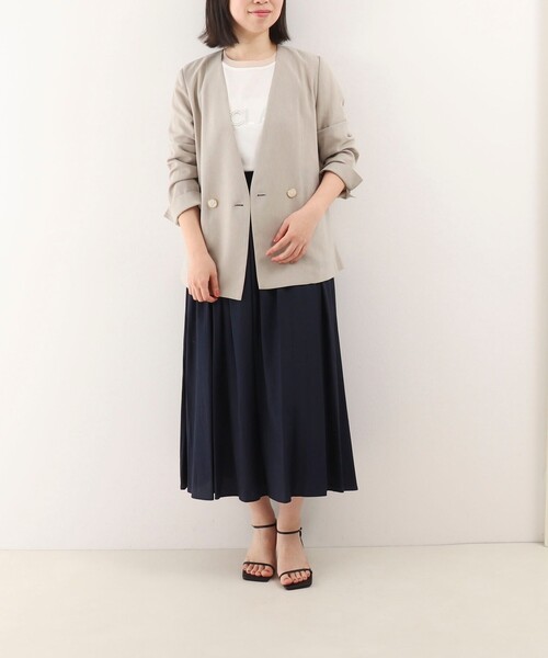 NOLLEY'S LIGHT（ノーリーズライト）の「《セットアップ対応》UVカットライトツイル ノーカラージャケット（ノーカラージャケット・レディース・ブラック/ベージュ/ネイビー・36/38）」の10枚目の写真