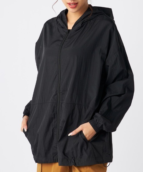 Ocean Pacific（オーシャンパシフィック）の「【OP/オーピー】【限定商品】ナイロンフード付きパーカー/水陸両用軽量撥水UVナイロンラッシュガードパーカー（ラッシュガード・レディース・ベージュ/ブラック/カーキ・MEDIUM/LARGE/X-LARGE）」の2枚目の写真