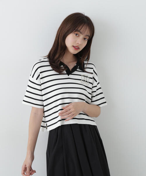 PROPORTION BODY DRESSING（プロポーションボディドレッシング）の「半袖ラガーニット / 1215170510（ニット/セーター・レディース・ホワイト系その他/ブラウン/ブラック・FREE）」の2枚目の写真