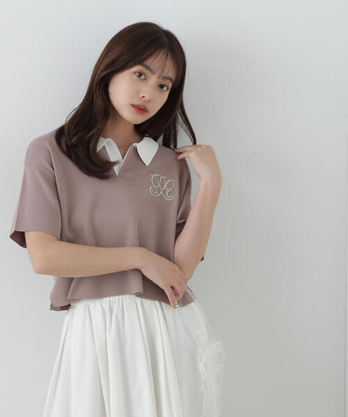 PROPORTION BODY DRESSING（プロポーションボディドレッシング）の「半袖ラガーニット / 1215170510（ニット/セーター・レディース・ホワイト系その他/ブラウン/ブラック・FREE）」の3枚目の写真