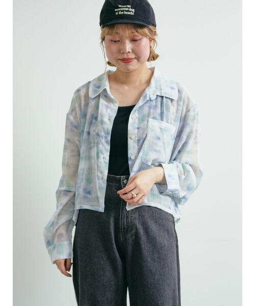 タイダイプリントパイピングトップス Samansa Mos2｜タイダイプリントシアーシャツ | Rakuten Fashion