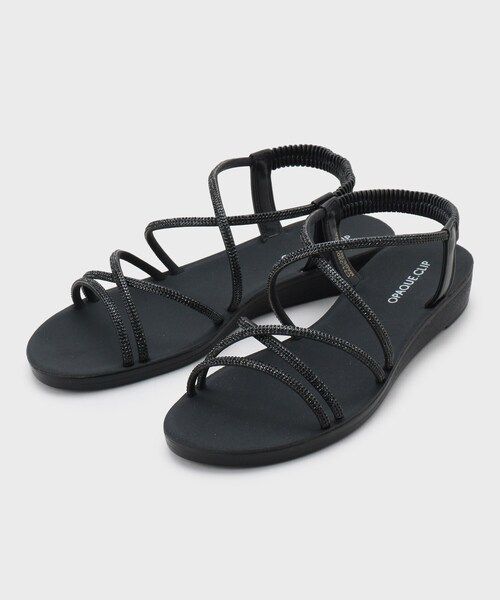 OPAQUE.CLIP（オペークドットクリップ）の「ラインストーンストラップサンダル（サンダル・レディース・シルバー/ブラック/ピンクゴールド・02/03）」の2枚目の写真