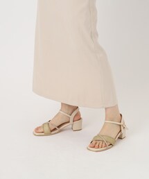 ラメ×ラインストーンスクエアトゥサンダル