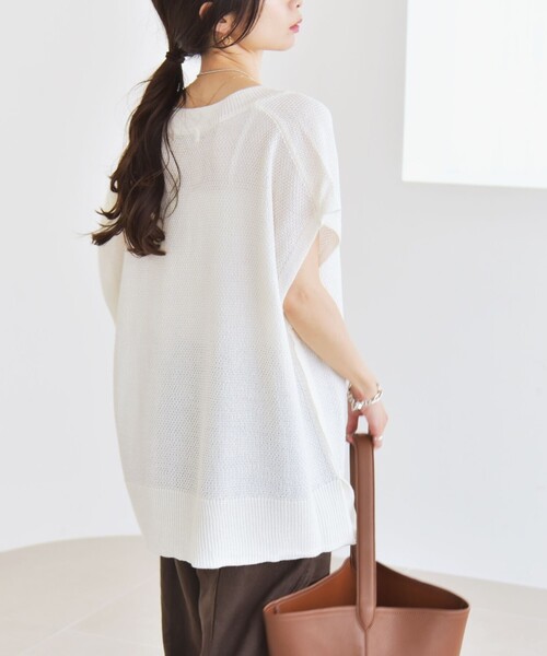 SHIPS for women / シップスウィメン quaranciel:〈手洗い可能〉ラミー ミックス Vネック ノースリーブ シアー ニット quaranciel:〈手洗い可能〉ラミー ミックス Vネック