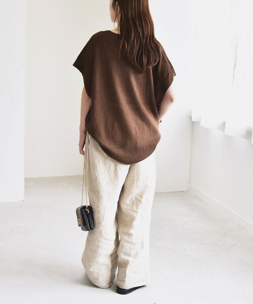 SHIPS for women / シップスウィメン quaranciel:〈手洗い可能〉ラミー ミックス Vネック ノースリーブ シアー ニット quaranciel:〈手洗い可能〉ラミー ミックス Vネック