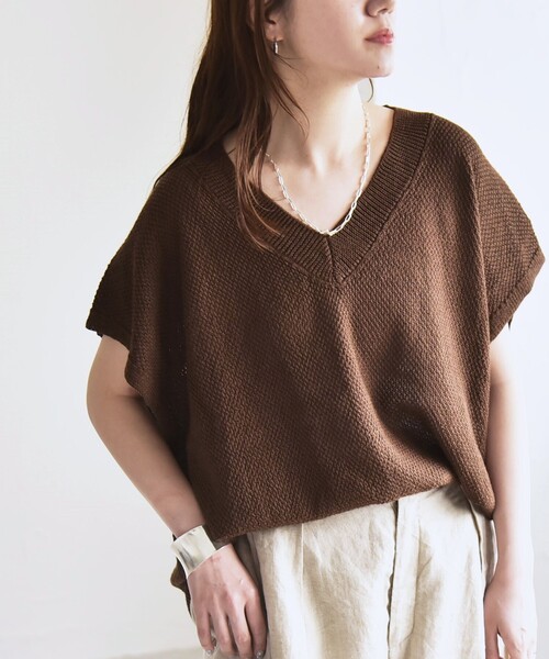SHIPS for women / シップスウィメン quaranciel:〈手洗い可能〉ラミー ミックス Vネック ノースリーブ シアー ニット quaranciel:〈手洗い可能〉ラミー ミックス Vネック