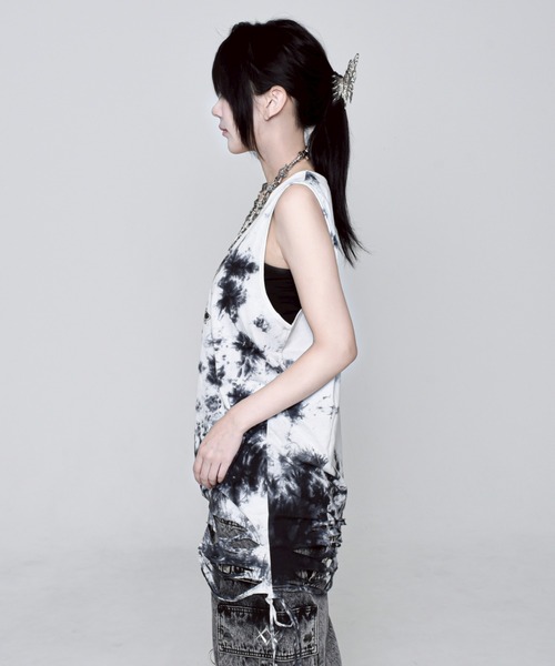 【美品】REFLEM ダメージタンクトップ　ホワイト×ブラック REFLEM（レフレム）の「『REFLEM/レフレム』ダメージタンク