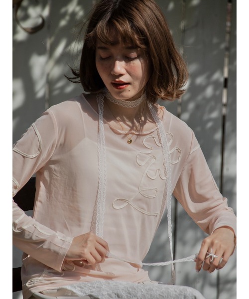 JUMELLE(ジュメロ)の「drawing flower sheer T(Tシャツ/カットソー・レディース・ピンク・FREE)」の5枚目の写真