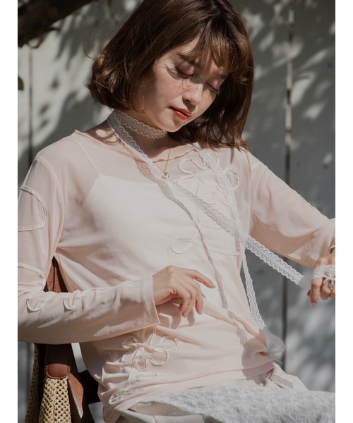 JUMELLE(ジュメロ)の「drawing flower sheer T(Tシャツ/カットソー・レディース・ピンク・FREE)」の7枚目の写真