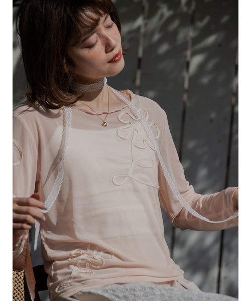 JUMELLE(ジュメロ)の「drawing flower sheer T(Tシャツ/カットソー・レディース・ピンク・FREE)」の8枚目の写真