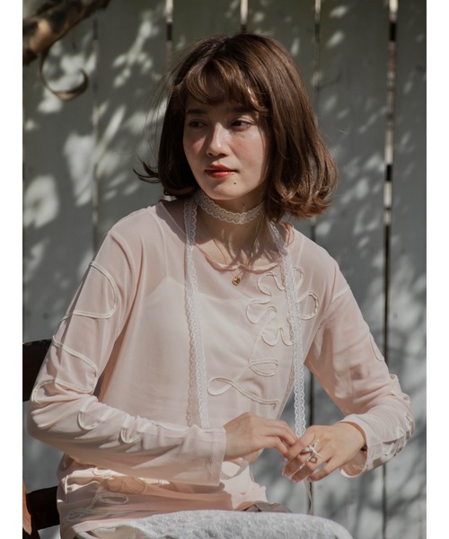 JUMELLE(ジュメロ)の「drawing flower sheer T(Tシャツ/カットソー・レディース・ピンク・FREE)」の9枚目の写真