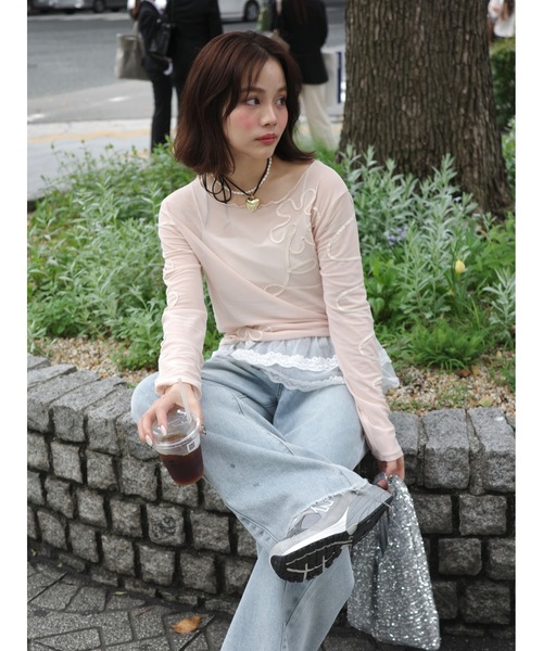 JUMELLE(ジュメロ)の「drawing flower sheer T(Tシャツ/カットソー・レディース・ピンク・FREE)」の10枚目の写真