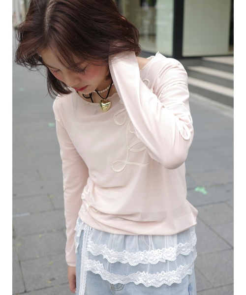 JUMELLE(ジュメロ)の「drawing flower sheer T(Tシャツ/カットソー・レディース・ピンク・FREE)」の14枚目の写真