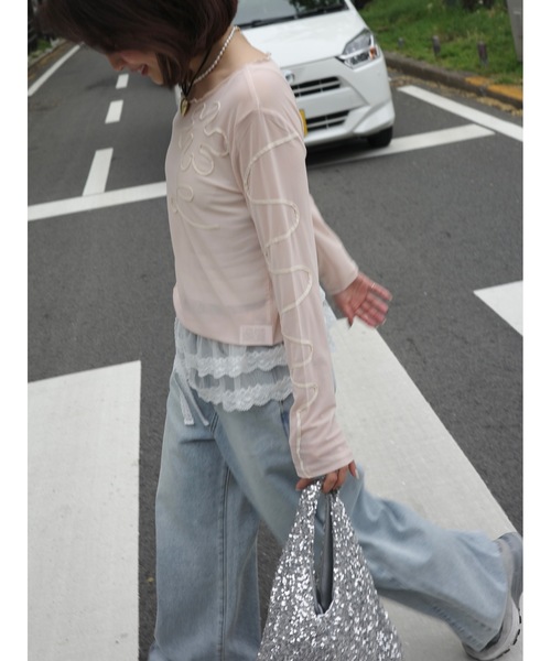 JUMELLE(ジュメロ)の「drawing flower sheer T(Tシャツ/カットソー・レディース・ピンク・FREE)」の17枚目の写真