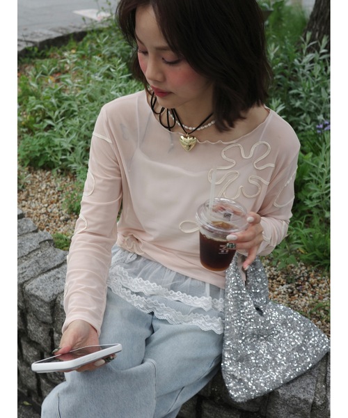 JUMELLE(ジュメロ)の「drawing flower sheer T(Tシャツ/カットソー・レディース・ピンク・FREE)」の18枚目の写真