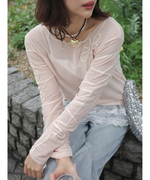 JUMELLE(ジュメロ)の「drawing flower sheer T(Tシャツ/カットソー・レディース・ピンク・FREE)」の20枚目の写真