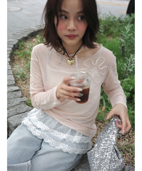 JUMELLE(ジュメロ)の「drawing flower sheer T(Tシャツ/カットソー・レディース・ピンク・FREE)」の22枚目の写真