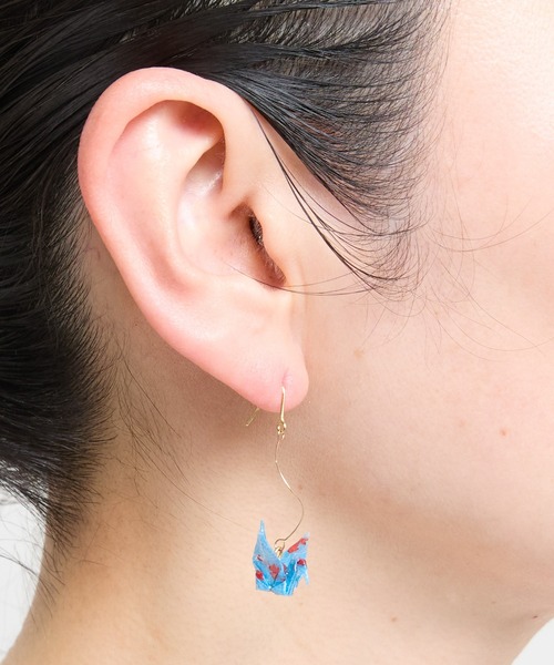 gargle(ガーグル)の「gargle ガーグル:JAPANシリーズ 柄和紙鶴 折り鶴 折り紙 ピアス(ピアス(両耳用)・レディース・ピンク/ブルー/マルチ・FREE)」の7枚目の写真