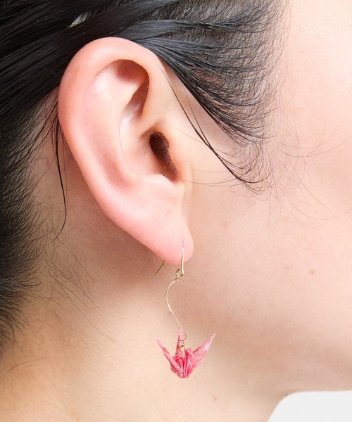 gargle(ガーグル)の「gargle ガーグル:JAPANシリーズ 柄和紙鶴 折り鶴 折り紙 ピアス(ピアス(両耳用)・レディース・ピンク/ブルー/マルチ・FREE)」の6枚目の写真