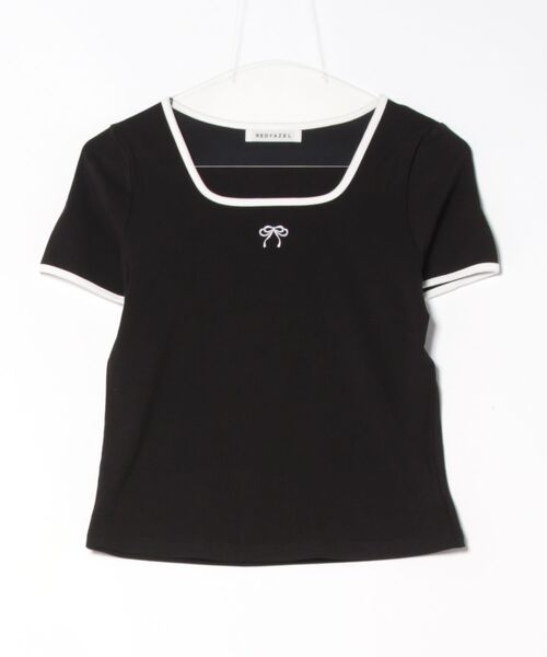 REDYAZEL(レディアゼル)の「リボンエンブロイダリーパイピングTシャツ(Tシャツ/カットソー・レディース・ブラック/サックスブルー/オフホワイト・FREE)」の19枚目の写真
