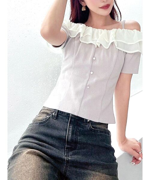 シャツ ニット ラッフルズ フリル T カジュアル おしゃれ かわいい セクシー 大人 Amazon | [KEWJYUE] ニット セーター レディース 肩出し ニット