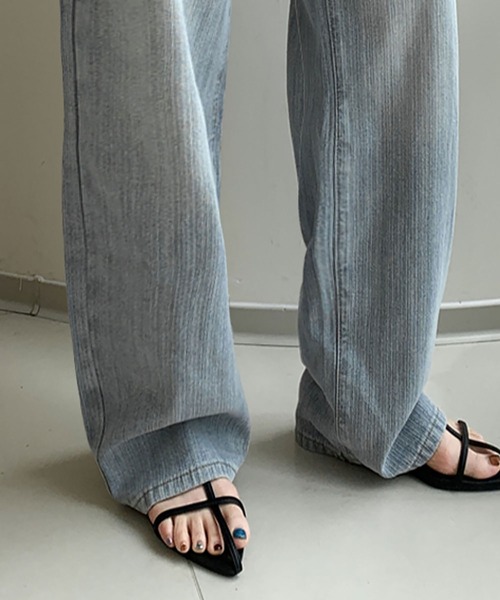 LOWO(ロワ)の「綿混ヴィンテージ風ストレートデニムパンツ(デニムパンツ・レディース・グレー/ブルーグレー・S/M/L)」の8枚目の写真