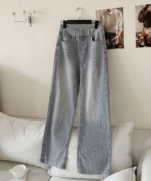 LOWO(ロワ)の「綿混ヴィンテージ風ストレートデニムパンツ(デニムパンツ・レディース・グレー/ブルーグレー・S/M/L)」の13枚目の写真
