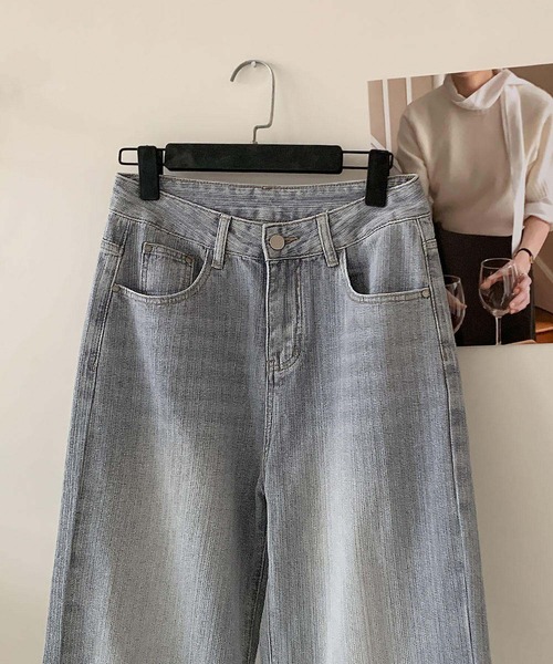 LOWO(ロワ)の「綿混ヴィンテージ風ストレートデニムパンツ(デニムパンツ・レディース・グレー/ブルーグレー・S/M/L)」の14枚目の写真