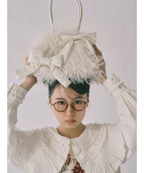 merry jenny（メリージェニー）の「ribbonフェイクファーボストンbag（ボストンバッグ・レディース・ピンク/オフホワイト・FREE）」の3枚目の写真