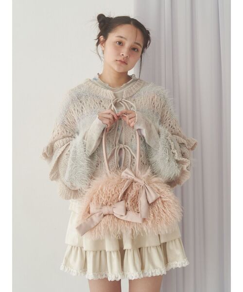 merry jenny（メリージェニー）の「ribbonフェイクファーボストンbag（ボストンバッグ・レディース・ピンク/オフホワイト・FREE）」の5枚目の写真