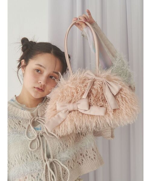 merry jenny（メリージェニー）の「ribbonフェイクファーボストンbag（ボストンバッグ・レディース・ピンク/オフホワイト・FREE）」の12枚目の写真