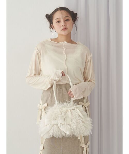 merry jenny（メリージェニー）の「ribbonフェイクファーボストンbag（ボストンバッグ・レディース・ピンク/オフホワイト・FREE）」の13枚目の写真