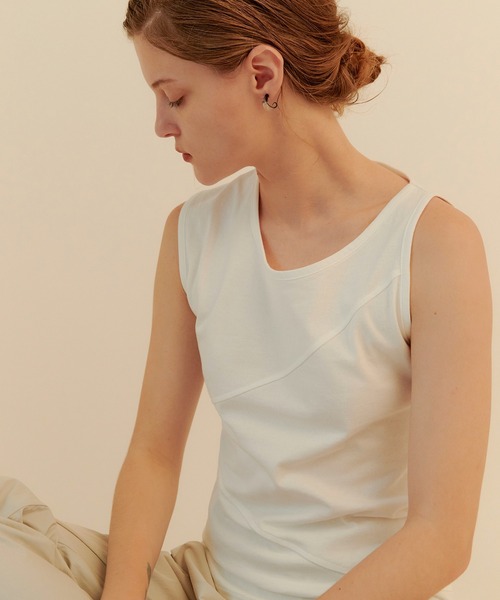kiehtova（キエトヴァ）の「【kiehtova】BREEZE COTTON BLOCKING TANK TOPS/ブリーズ コットン ブロッキング タンク KTWR37（タンクトップ・レディース・ブラック/ホワイト・FREE）」の13枚目の写真