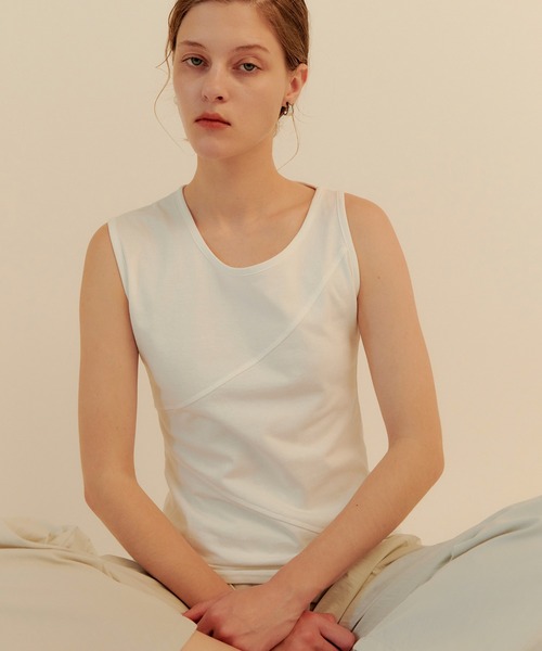 kiehtova（キエトヴァ）の「【kiehtova】BREEZE COTTON BLOCKING TANK TOPS/ブリーズ コットン ブロッキング タンク KTWR37（タンクトップ・レディース・ブラック/ホワイト・FREE）」の12枚目の写真