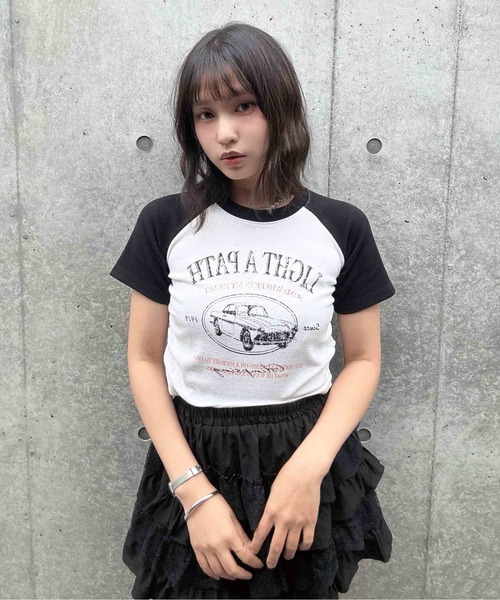 AS KNOW AS plus(アズノゥアズプラス)の「●ドロスト付きリブラグラン半袖Tシャツ(Tシャツ/カットソー・レディース・ブラウン/レッド/ブラック/ブラック系/ネイビー系/ブラウン系・FREE)」の4枚目の写真
