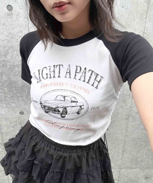 AS KNOW AS plus(アズノゥアズプラス)の「●ドロスト付きリブラグラン半袖Tシャツ(Tシャツ/カットソー・レディース・ブラウン/レッド/ブラック/ブラック系/ネイビー系/ブラウン系・FREE)」の7枚目の写真