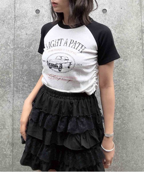 AS KNOW AS plus(アズノゥアズプラス)の「●ドロスト付きリブラグラン半袖Tシャツ(Tシャツ/カットソー・レディース・ブラウン/レッド/ブラック/ブラック系/ネイビー系/ブラウン系・FREE)」の13枚目の写真