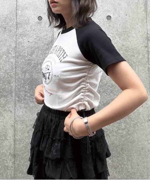AS KNOW AS plus(アズノゥアズプラス)の「●ドロスト付きリブラグラン半袖Tシャツ(Tシャツ/カットソー・レディース・ブラウン/レッド/ブラック/ブラック系/ネイビー系/ブラウン系・FREE)」の14枚目の写真