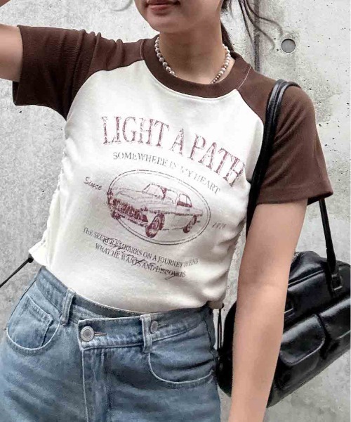AS KNOW AS plus(アズノゥアズプラス)の「●ドロスト付きリブラグラン半袖Tシャツ(Tシャツ/カットソー・レディース・ブラウン/レッド/ブラック/ブラック系/ネイビー系/ブラウン系・FREE)」の18枚目の写真