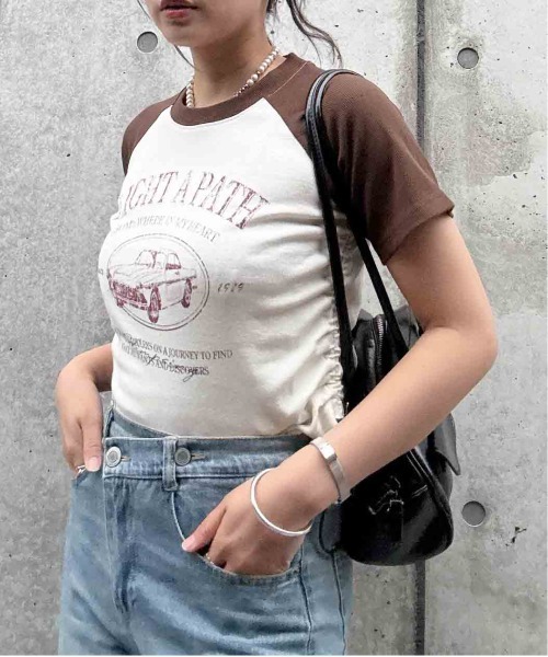 AS KNOW AS plus(アズノゥアズプラス)の「●ドロスト付きリブラグラン半袖Tシャツ(Tシャツ/カットソー・レディース・ブラウン/レッド/ブラック/ブラック系/ネイビー系/ブラウン系・FREE)」の20枚目の写真