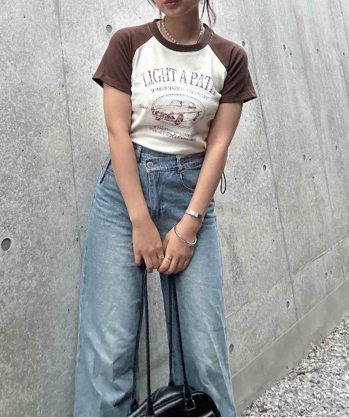 AS KNOW AS plus(アズノゥアズプラス)の「●ドロスト付きリブラグラン半袖Tシャツ(Tシャツ/カットソー・レディース・ブラウン/レッド/ブラック/ブラック系/ネイビー系/ブラウン系・FREE)」の21枚目の写真