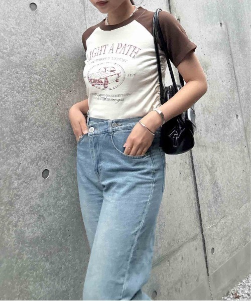 AS KNOW AS plus(アズノゥアズプラス)の「●ドロスト付きリブラグラン半袖Tシャツ(Tシャツ/カットソー・レディース・ブラウン/レッド/ブラック/ブラック系/ネイビー系/ブラウン系・FREE)」の22枚目の写真