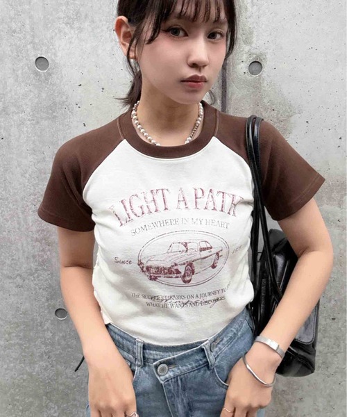 AS KNOW AS plus(アズノゥアズプラス)の「●ドロスト付きリブラグラン半袖Tシャツ(Tシャツ/カットソー・レディース・ブラウン/レッド/ブラック/ブラック系/ネイビー系/ブラウン系・FREE)」の17枚目の写真